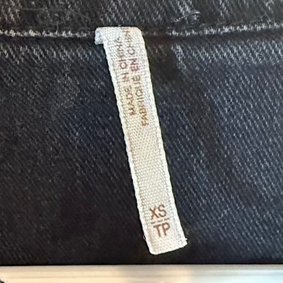 FP Distressed Denim Hooded Jacket with Knit Sleeves - X-Small (EUC) - Picture 7 of 12